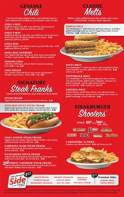 In fact, the chain's steakburgers were recently named the best quick-stop beef patties in the country by chef, author, and food critic. . Steak n shake online menu